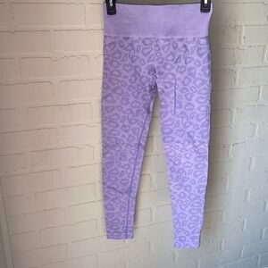 Medium‎ seamless leggings purple ribbed waistband stretch like new
